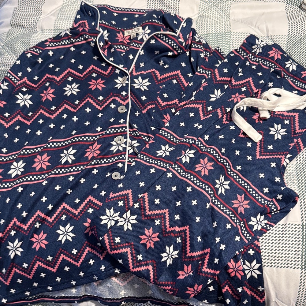 P.J. Salvage Navy and Pink Pajama Set